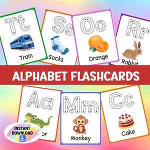 Tarjetas didácticas del alfabeto, actividad educativa Montessori, aprendizaje del abecedario, tarjetas didácticas de la A a la Z, hojas de seguimiento de letras para niños, enseñanza en el hogar y la escuela