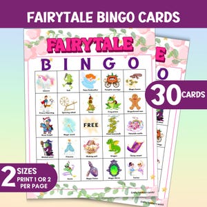 Sprookjesbingospel, Afdrukbare kinderactiviteit voor feestjes, Klasactiviteiten, Regenachtige dag, Prinsessenmagie Thema Bingo Gards
