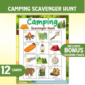 Caccia al tesoro in campeggio per bambini, attività di ricerca e ritrovamento al chiuso o all'aperto, caccia all'avventura in vacanza, divertente gioco per feste di compleanno estive