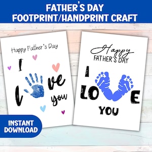 Vaderdagcadeau Handafdruk Footprint Art Kit DIY afdrukbaar voor kinderen Klaslokaal en thuisschoolknutsels Sentimenteel cadeau Love You Card For Dad