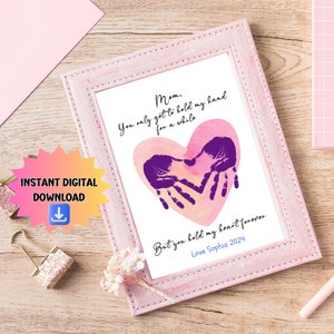Pacchetto artistico con impronte di mani per la festa della mamma - Ricordo della mamma del bambino, regalo perfetto per la mamma, stampabile per lavoretti in classe e cartoline fai-da-te