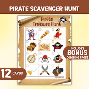 Pirate Scavenger Hunt For Kids, Indoor or Outdoor School Holiday Activity, Adventure Treasure Hunt, Fun Pirate Birthday Party Game For Kids