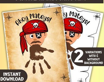 Pirate Party Printable Activity, Kids Handprint Art, Birthday Party Favors For Kids, Play Date Fun Game, Classroom or Home Arts and Crafts