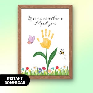 Blume Handabdruck Kunst, Andenken, sofortiges Geschenk für Mama, Oma, Kinder Klassenzimmer druckbar, Lehrer Wertschätzung, Homeschool Handwerk Aktivität