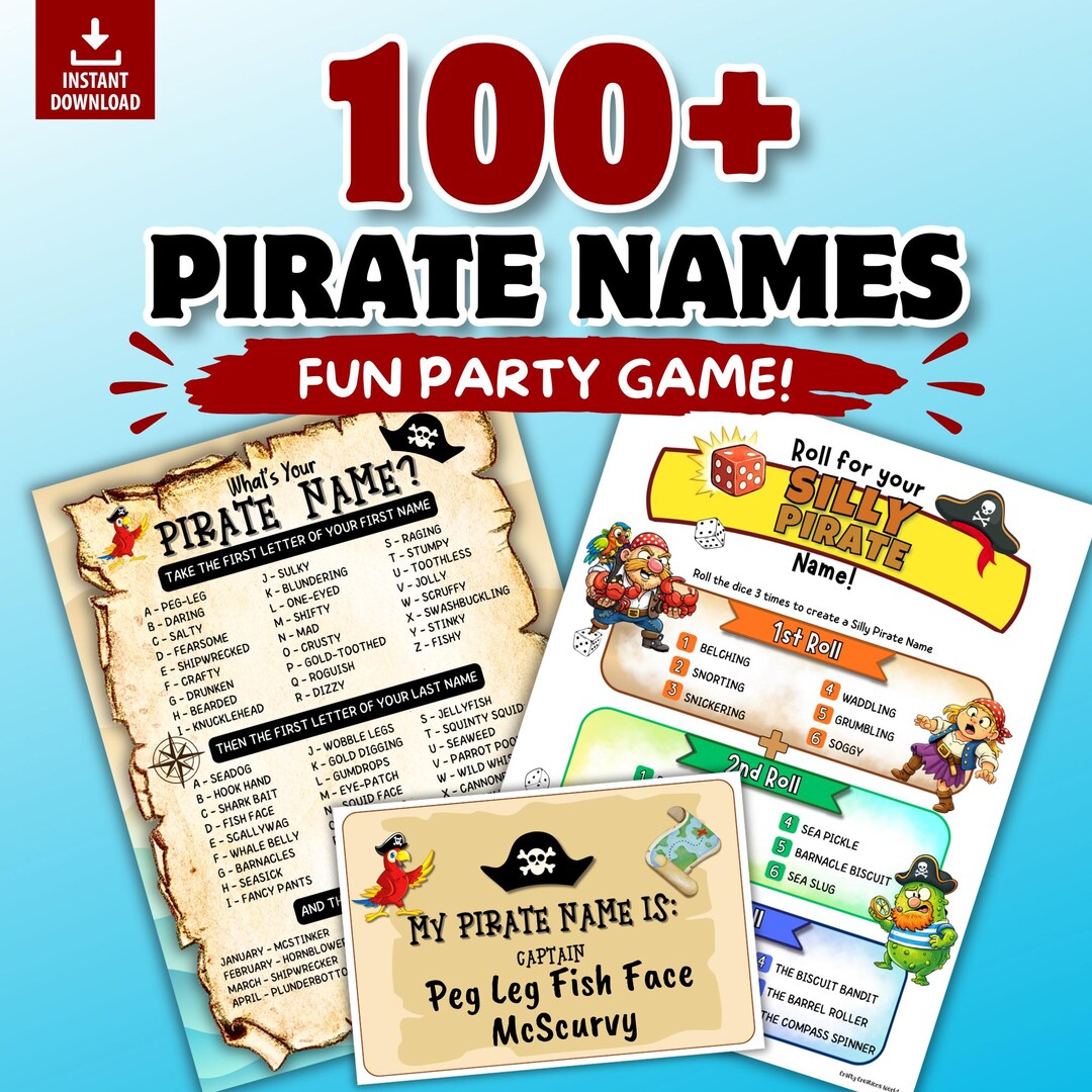 Pirate Name Generator Game, Printable Kids Party Pack, What's Your ...