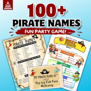 Pirate Party Game, Printable Kids Name Tags Pack, What's Your Pirate Name Activity, Classroom Game, Birthday Party Game