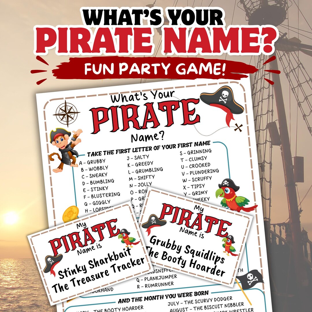 Whats Your Pirate Name Party Game for Kids, Fun Name Generator Activity ...