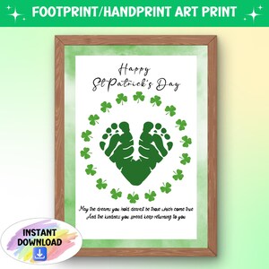 Ricordo di San Patrizio, impronta della mano dei bambini, lavoretto per ricordare le impronte, decorazione murale per la cameretta dei bambini, biglietto irlandese, attività di homeschooling, regalo per i nonni