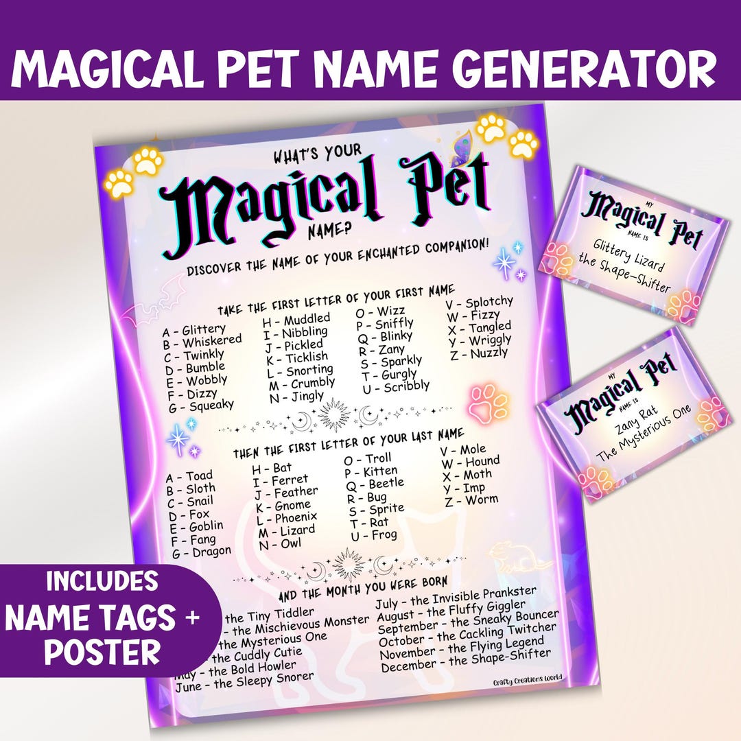 What's Your Magical Pet Name, Fantasy Name Generator Game, Magic ...