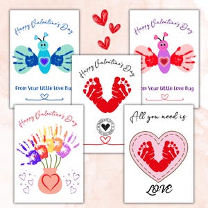 Valentine's Handprint Footprint Art Craft Bundle, Baby Keepsake Gift ...