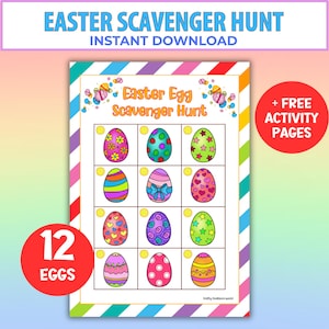 Easter Egg Scavenger Hunt, Printable Hide & Seek Game, Kids Picture Cards Search Activity, Colorful Eggs Seek and Find Instant Download