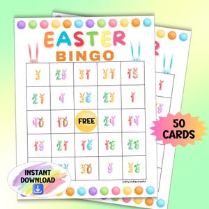 Ostern Bingo Spiel, Osterhase Aktivität, Kinder Ostern Party Spiel, Instant Download Bingokarten, Quick Play 40 Ball Klassenzimmer druckbare