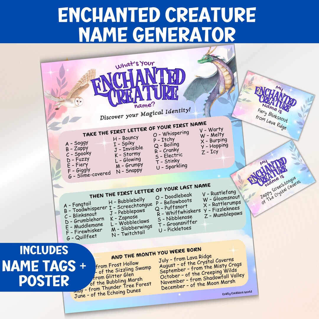 What's Your Enchanted Creature Name, Magical Name Generator Game, Magic ...