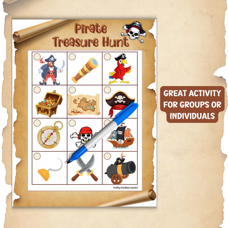 Pirate Scavenger Hunt for Kids, Indoor or Outdoor School Holiday ...