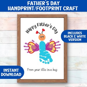 Vaderdag handafdruk kunstkit, doe-het-zelf afdrukbaar voor kinderen, klas en thuisonderwijs, sentimenteel cadeau voor papa/papa, liefdeskaart voor papa