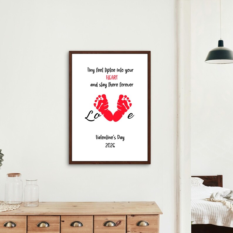 First Valentines Day Baby Gift, Footprint Handprint Craft Printable ...