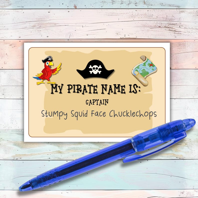 Whats Your Pirate Name Party Game for Kids, Fun Name Generator Activity ...