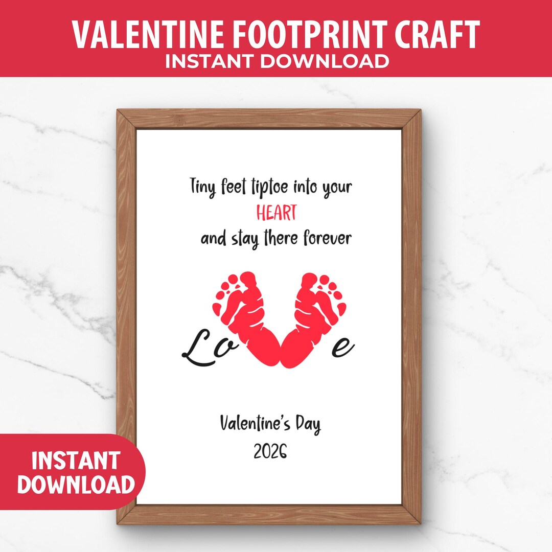 First Valentines Day Baby Gift, Footprint Handprint Craft Printable ...
