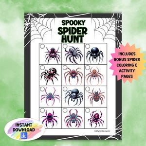 Caccia al ragno di Halloween, gioco di caccia al tesoro spettrale, caccia al tesoro al chiuso o all'aperto, gioco per feste di Halloween, attività di ricerca e ricerca per bambini