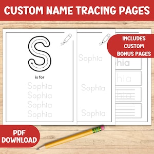 Foglio di tracciamento del nome personalizzato, pratica di scrittura a mano, foglio di lavoro personalizzato per tracciare il nome. Pagina di scrittura a mano stampabile, attività di scrittura del nome per bambini