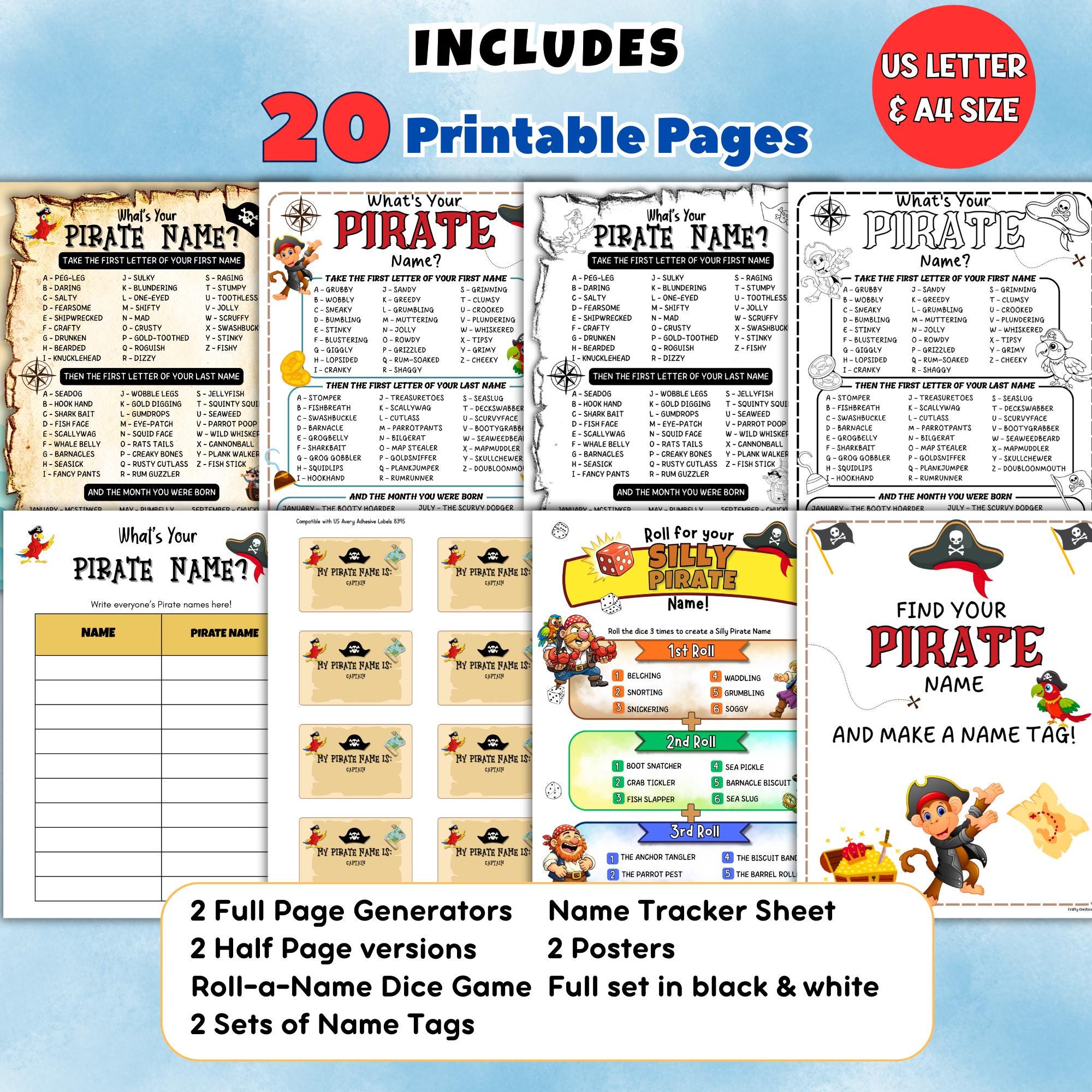 Pirate Name Generator Game, Printable Kids Party Pack, What's Your ...