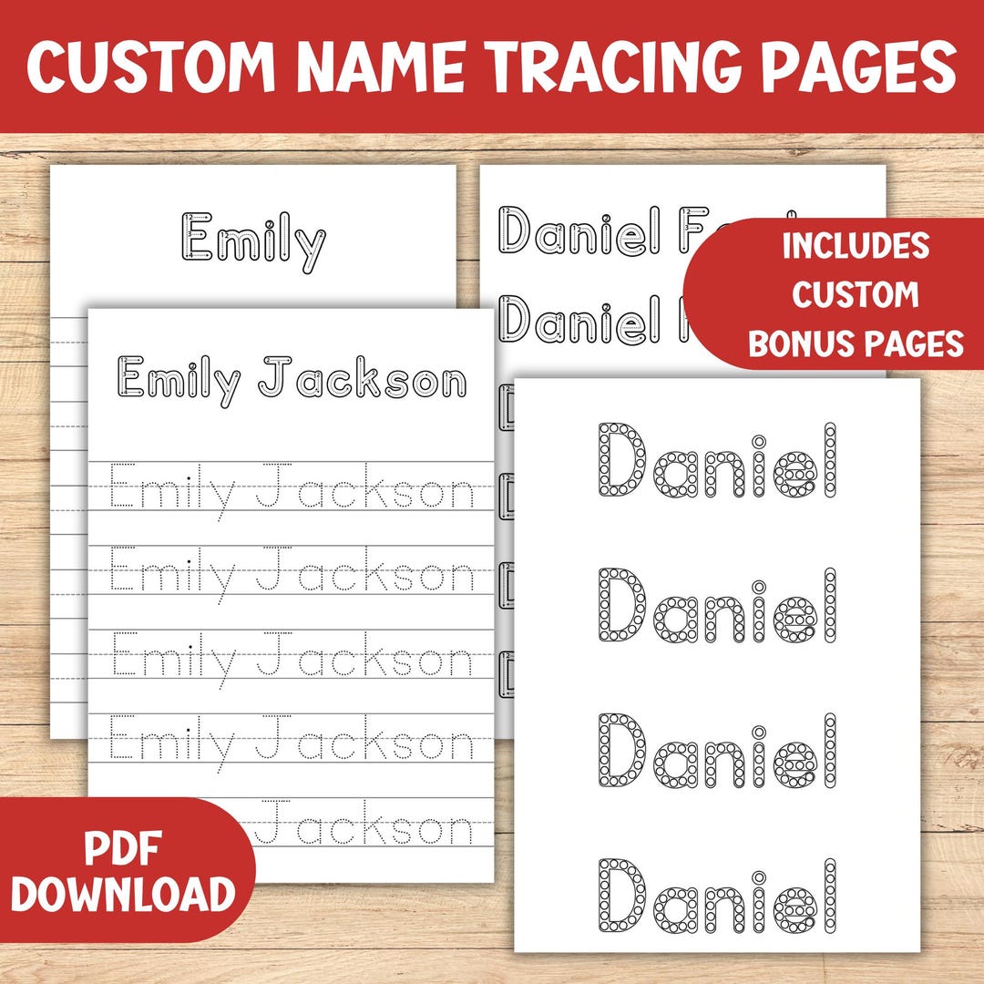 Personalized Name Tracing Worksheet Printable, Custom Handwriting ...