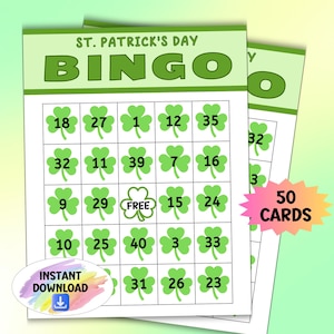 St. Patricks Day Bingo-Spiel, Glück Kleeblatt Aktivität, St. Pattys Party Spiel, Instant Download Quick Play Bingokarten, Klassenzimmer druckbare