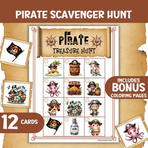 Pirate Scavenger Hunt Game for Kids, Indoor or Outdoor Treasure Hunt, Fun Pirate Birthday Party Activity, School Holiday Adventure Cards