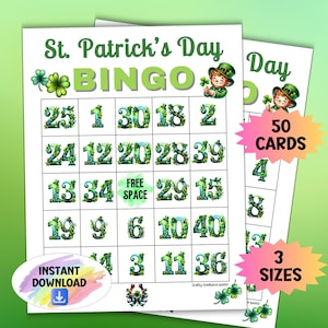 St. Patricks Day Bingo Spiel, Lucky Shamrock Aktivität, St. Pattys Party Spiel, Instant Download Quick Play 40 Ball irischen Bingokarten