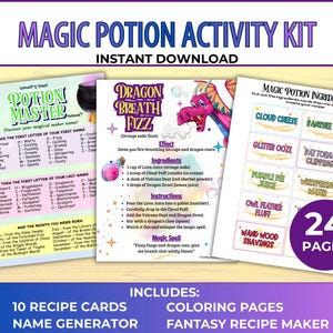 Magic Potion Activity Pack for Kids, Wizard Potion Recipes Printable, Fantasy Potion Making Kit, Kids Magical Activity Bundle