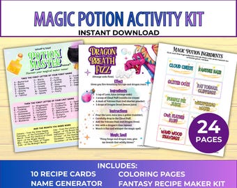 Magic Potion Activity Pack for Kids, Wizard Potion Recipes Printable, Fantasy Potion Making Kit, Kids Magical Activity Bundle