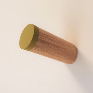 Painted Floating Oak Peg Hook Olive Green