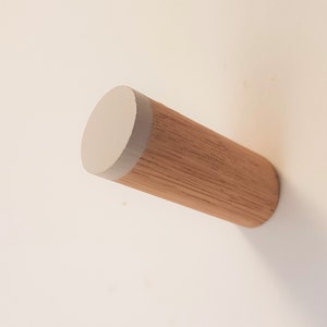 Painted Floating Oak Peg Hook Almond White