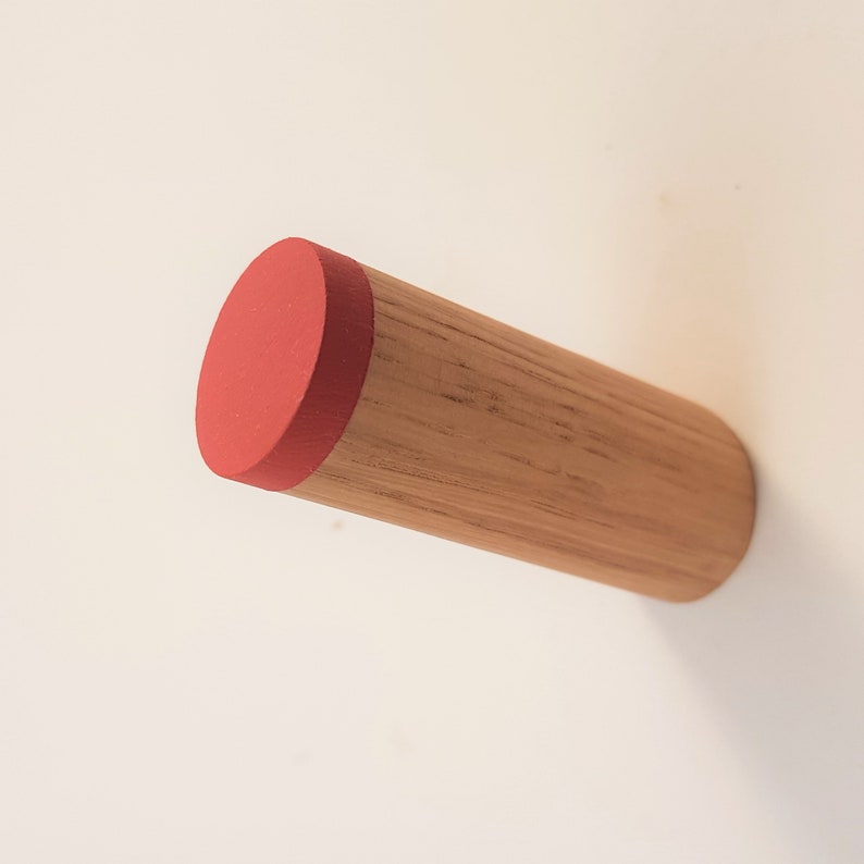 Painted Floating Oak Peg Hook Red