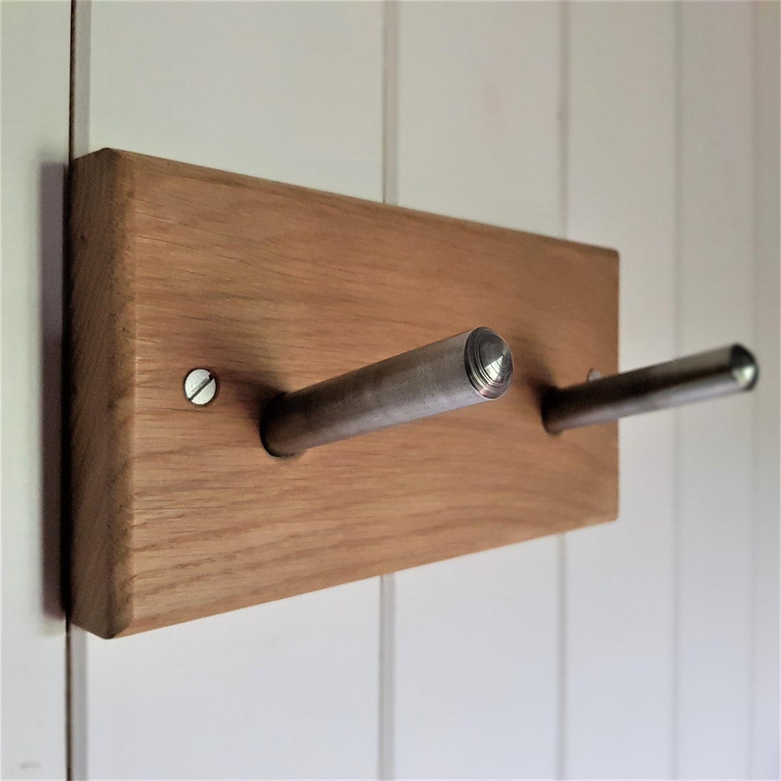 Oak and Stainless Steel Peg Rail Etsy UK