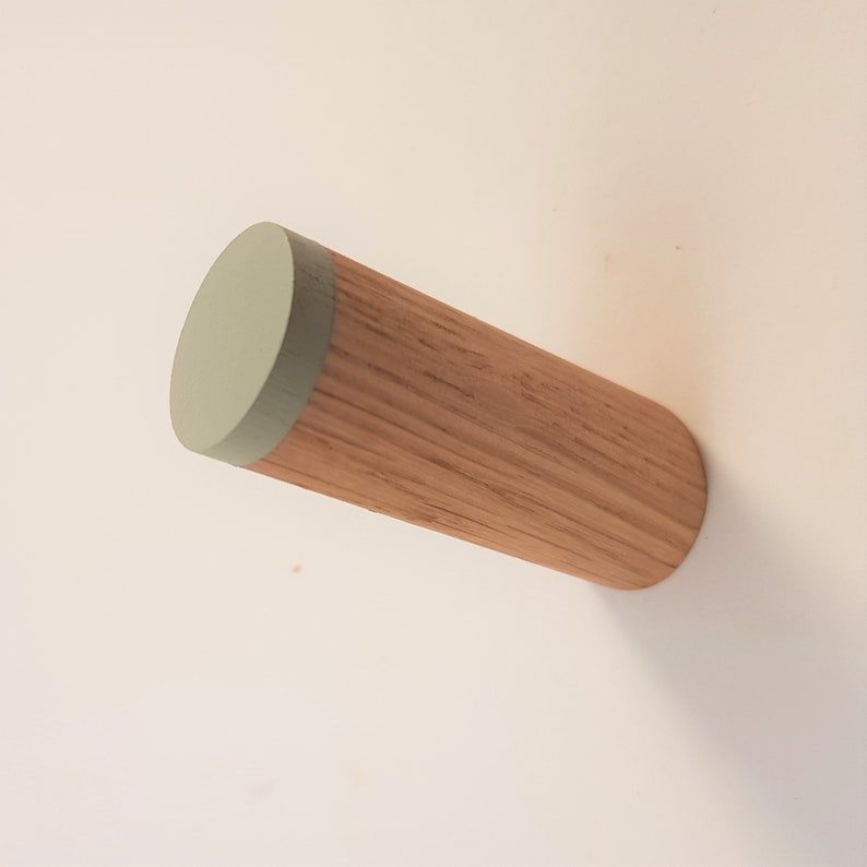 Painted Floating Oak Peg Hook Sage Green