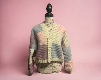 Handmade Crochet Oversized Patchwork Cardigan | “Pretty in Pink” Colourway