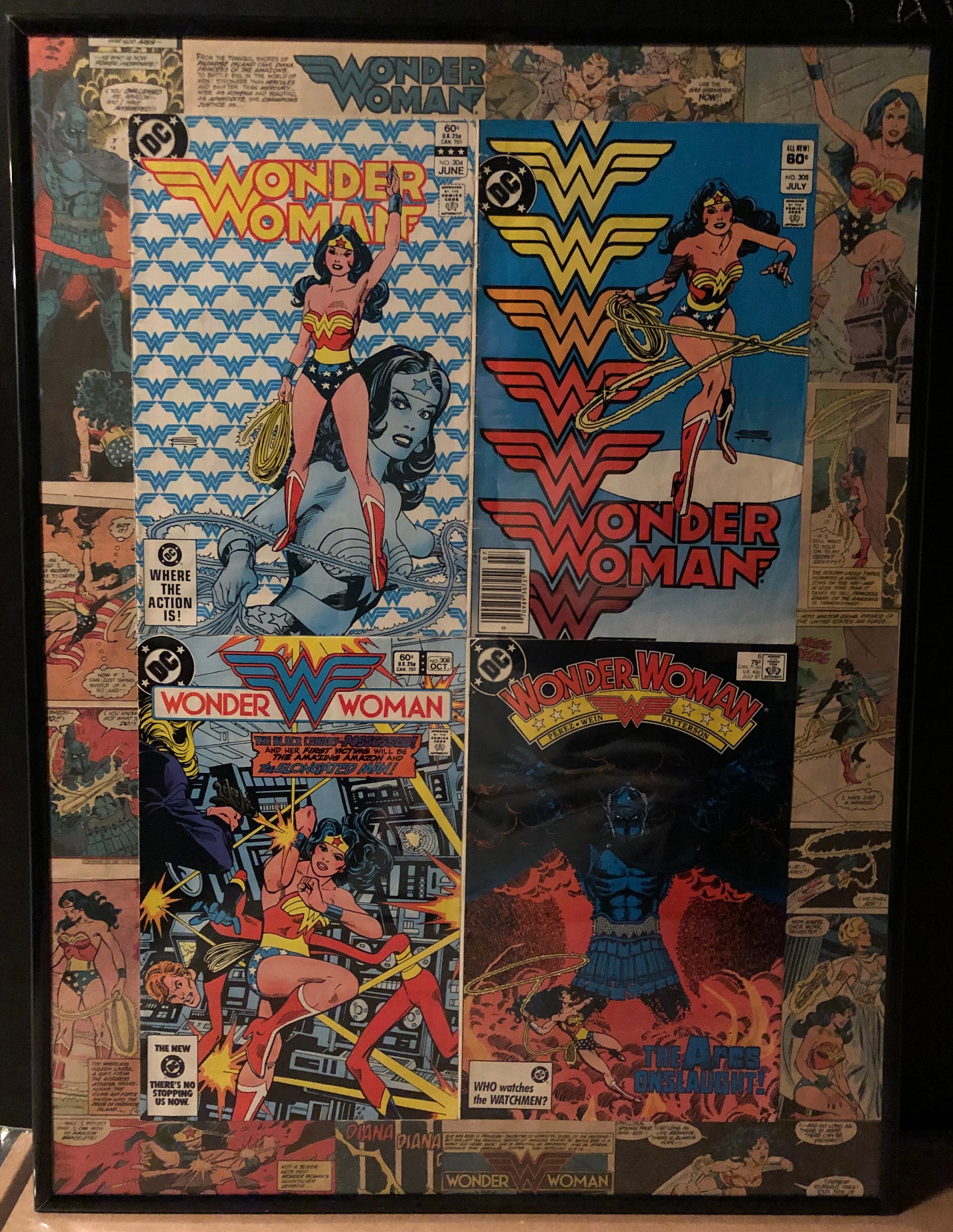 wonder woman comic strip collage