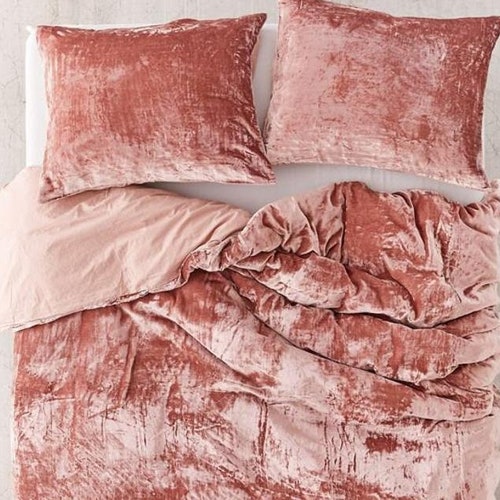 3 Piece Set Rose Crushed Velvet Duvet Cover Ultraluxe Duvet Etsy