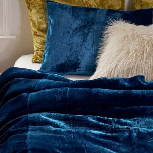Blue Velvet Duvet Cover Ultra Luxe Crushed Velvet Bedding Etsy