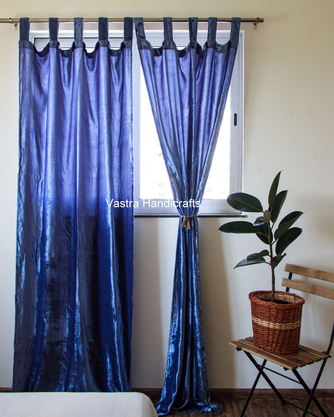 Royal Blue Velvet Curtain Custom Window Curtain Panels Etsy