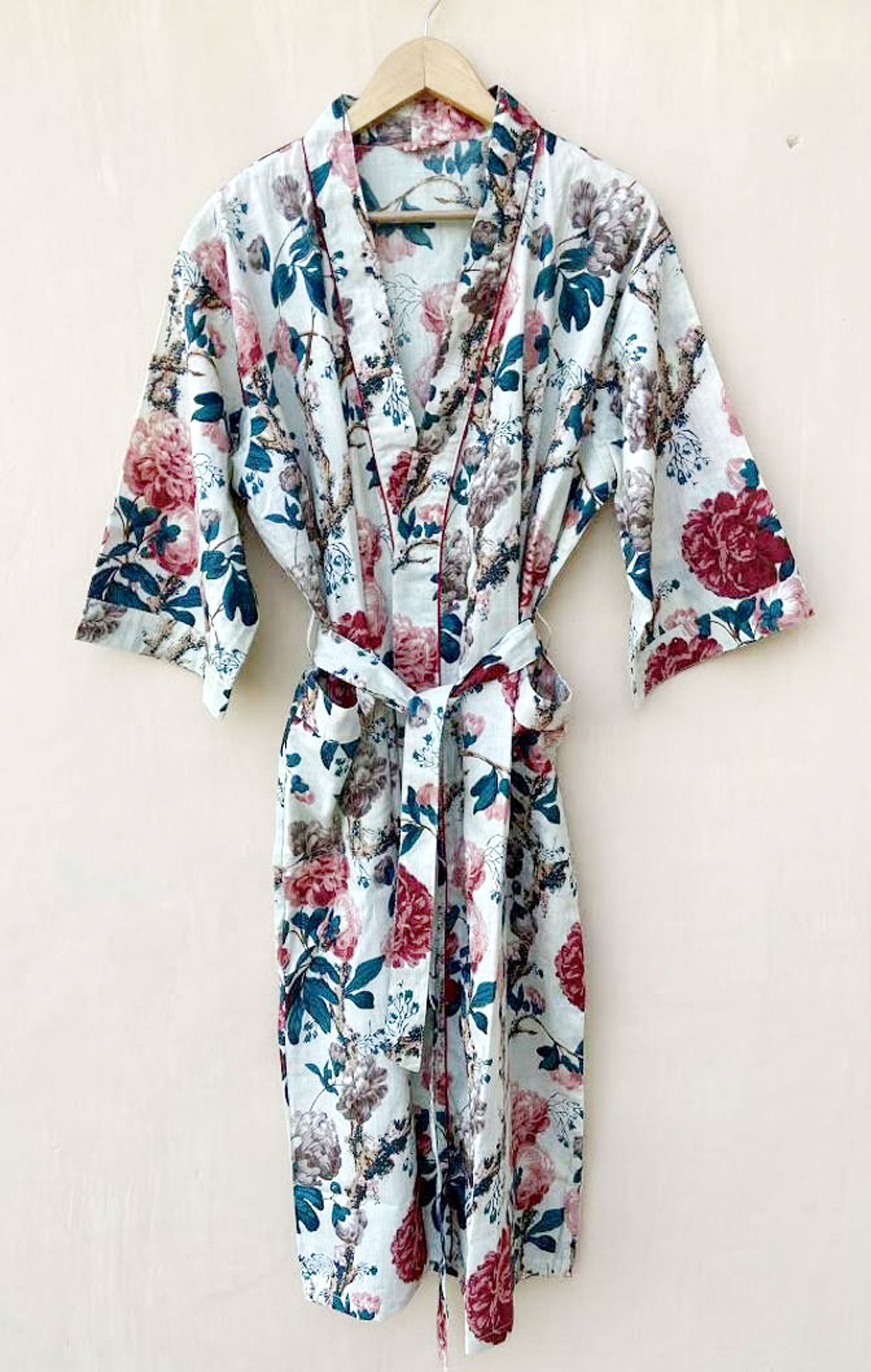 Cotton Kimono Robes Floral Printed Kimono soft and Etsy