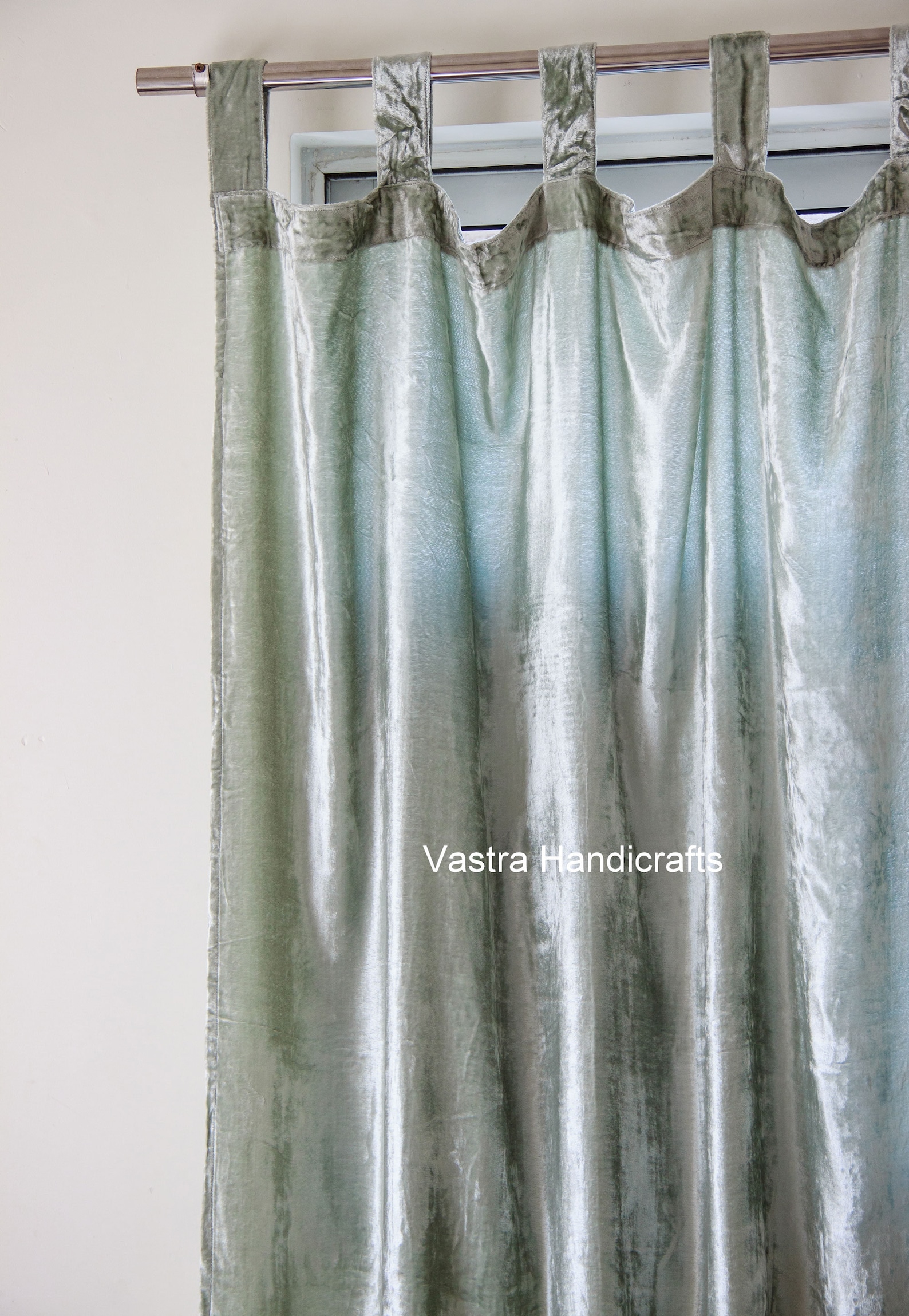 Sage Green Velvet Curtain Custom Window Curtain Panels Etsy