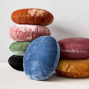 Round Velvet Pillow Decorative Pillow For Couch Bed Rayon Velvet Pillow Madiation Round Floor Cushion Velvet Pillow Cover Velvet Bedding