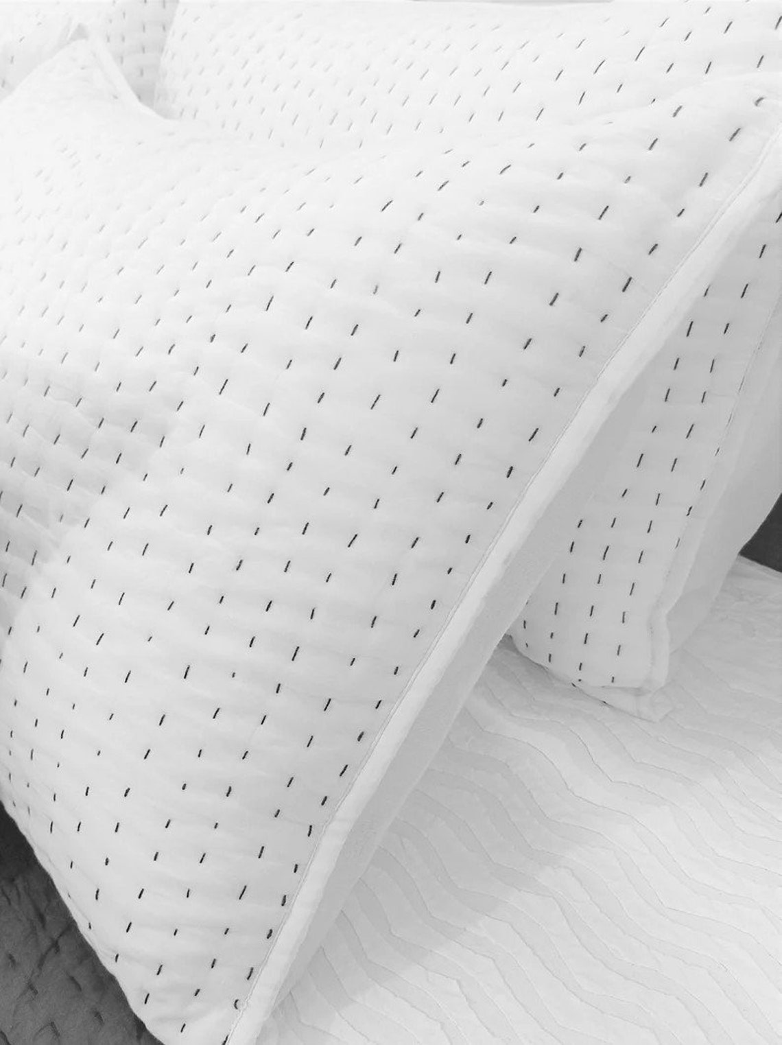 Solid White Padded Kantha Quilt Cotton Kantha Quilt Handmade Etsy