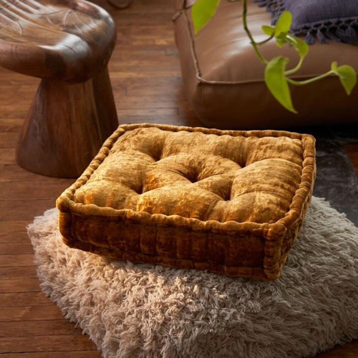 Velvet Floor Pillow Decorative Pillow Bed Rayon Velvet Ottoman Etsy