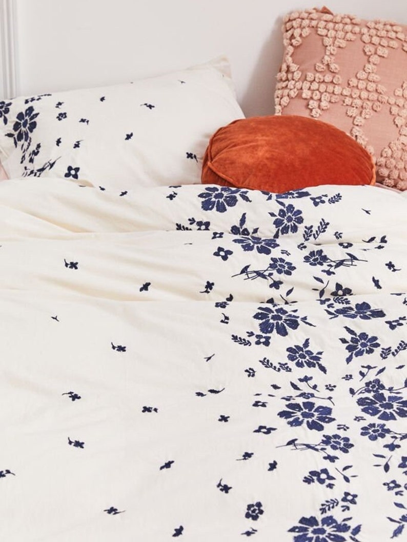 3 Pcs Embroidered Cotton Duvet Cover Set Bohemian Comforter Etsy