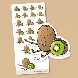 Sticker strik | kiwi | Fruitstickers uit de serie Fruity Party | Benodigdheden voor scrapbooking, filofaxing, bullet journaling