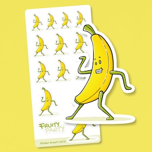 Pegatina arco | plátano | Pegatinas de frutas de la serie Fruity Party | Suministros para álbumes de recortes, filofaxing, bullet journal