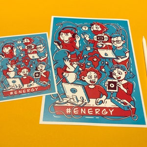 Energy + Tech | Energie Sparen | demonstrativer Kunstdruck und Postkarte